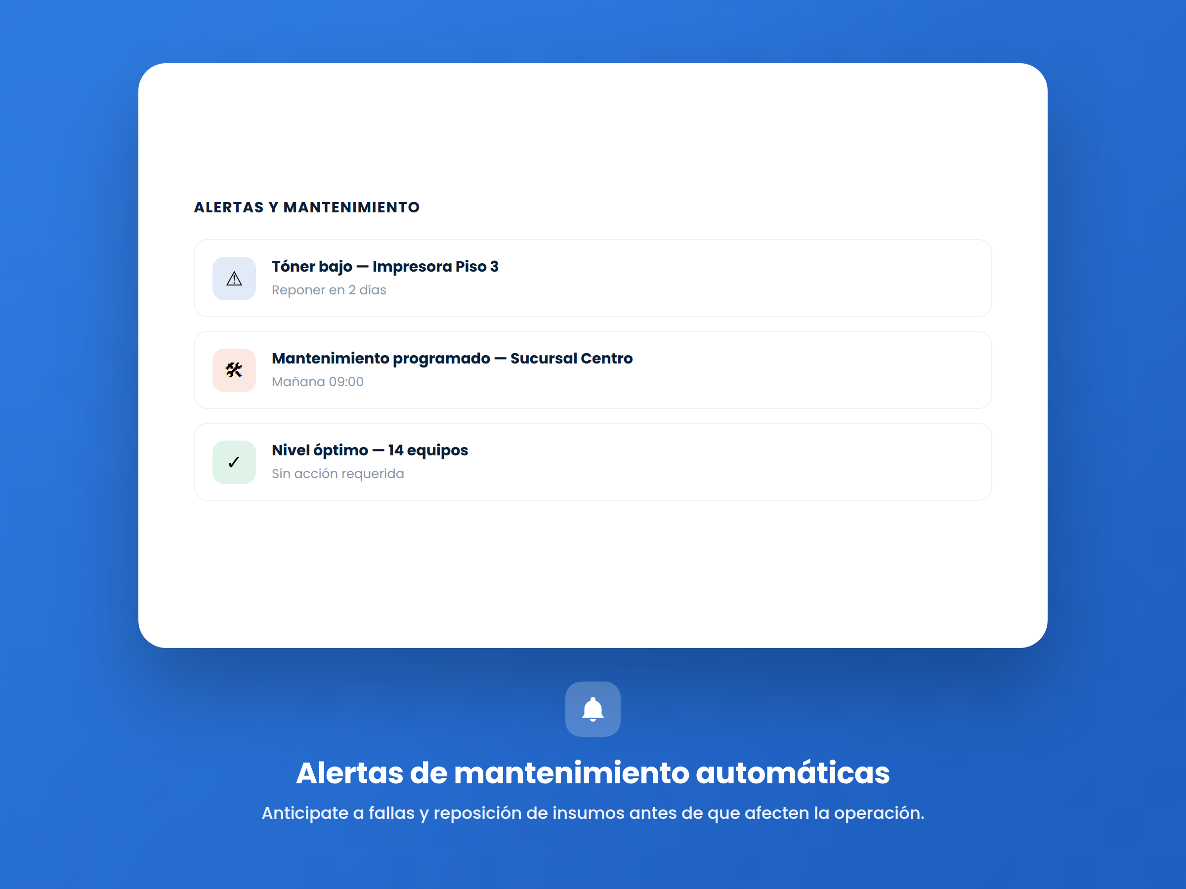 Alertas de mantenimiento automáticas