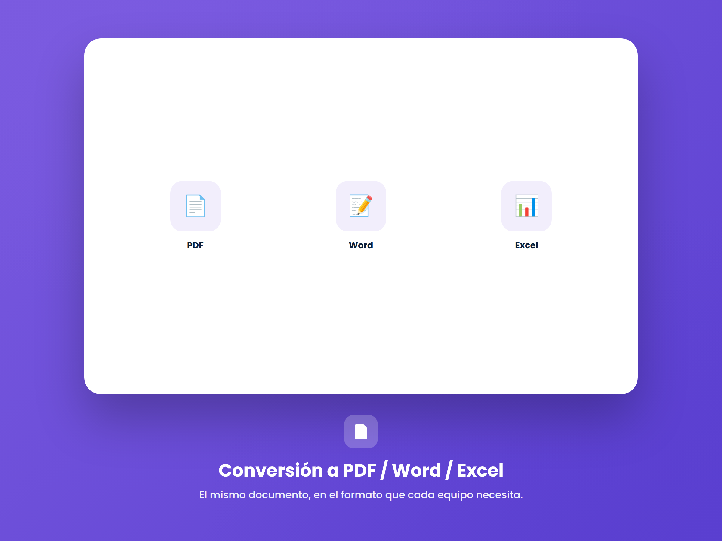 Conversión a PDF, Word y Excel